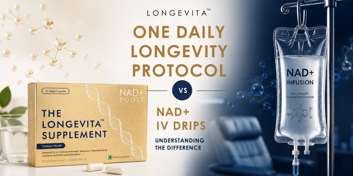 One Daily Longevity Protocol vs NAD+ IV Drips: Understanding the Difference